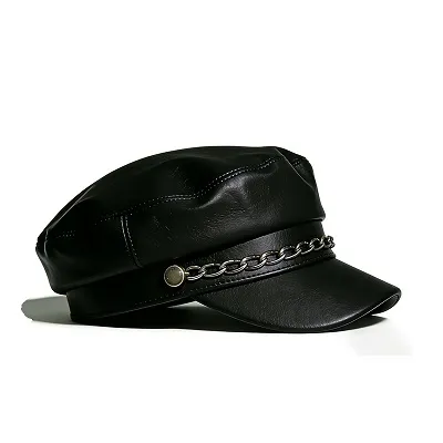 Leather Newsboy Cap