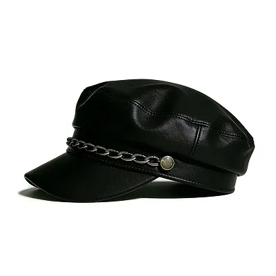Leather Newsboy Cap
