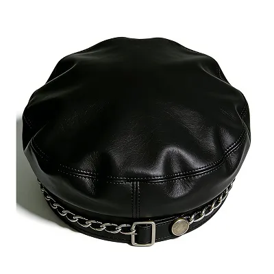Leather Newsboy Cap
