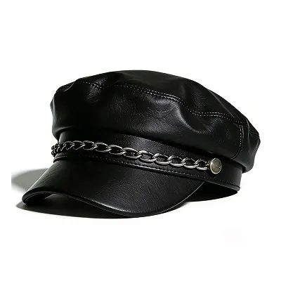 Leather Newsboy Cap