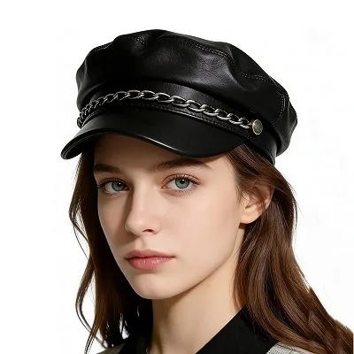 Leather Newsboy Cap