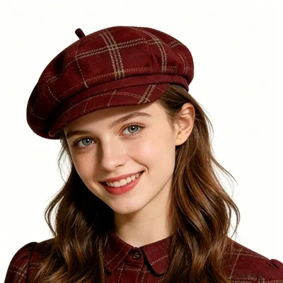 Red Newsboy Cap