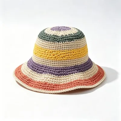 Rainbow Knit Bucket Hat